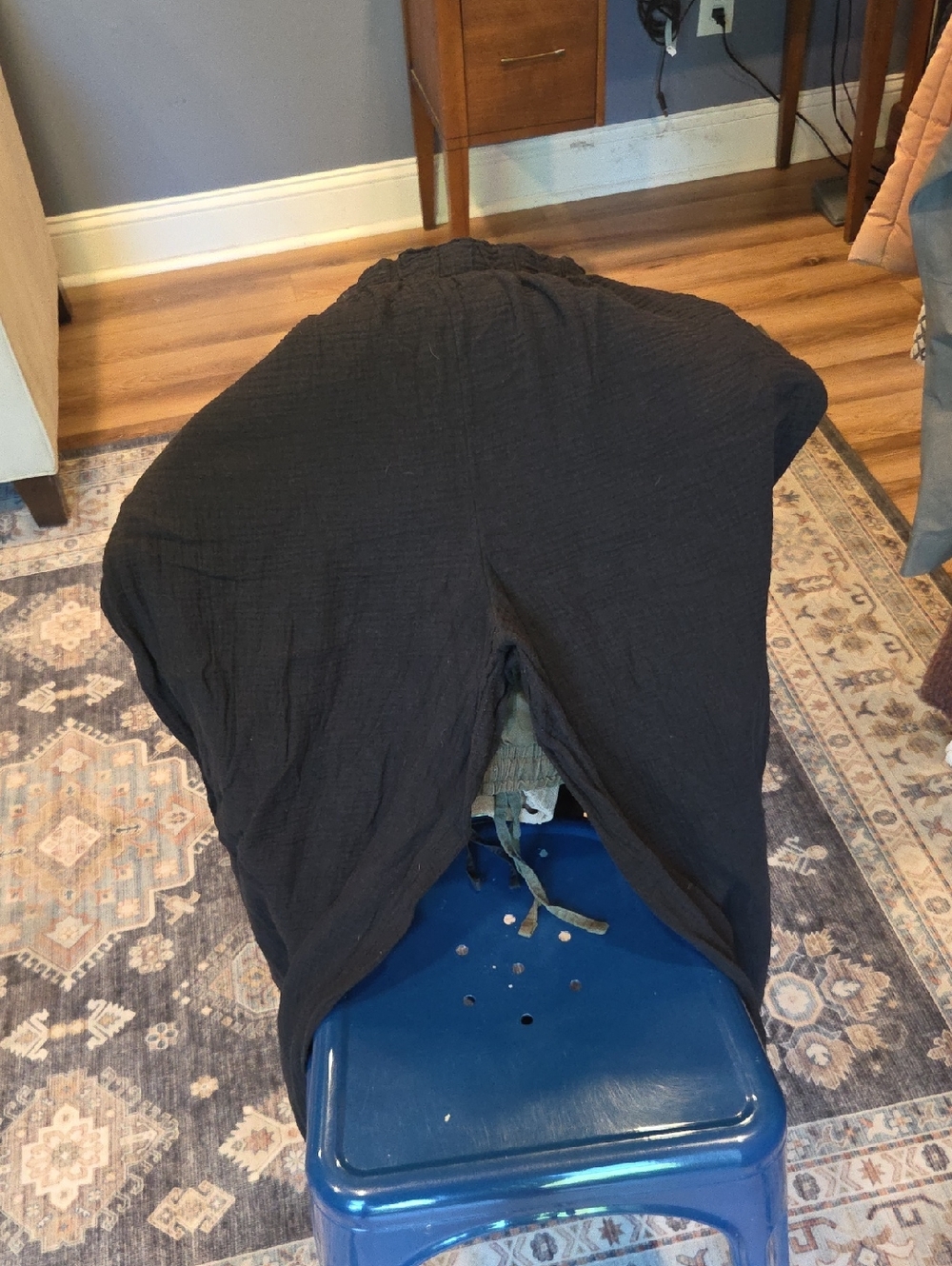 Black Wide-Leg Gauze Pants